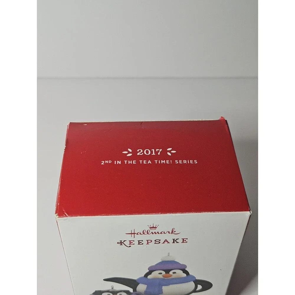 Hallmark Keepsake 2017 Tea Time! Penguins Christmas Ornament Set of 2 NEW